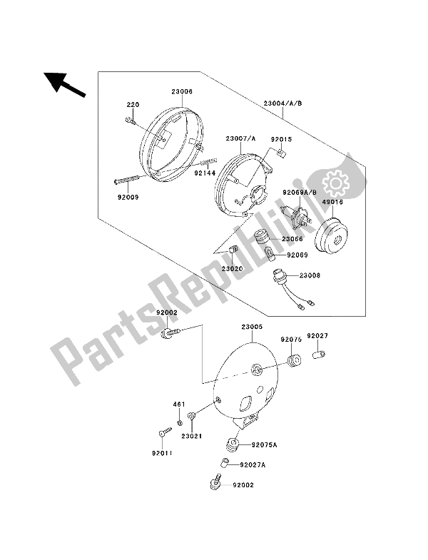 Tutte le parti per il Lampada Frontale del Kawasaki EN 500 1993