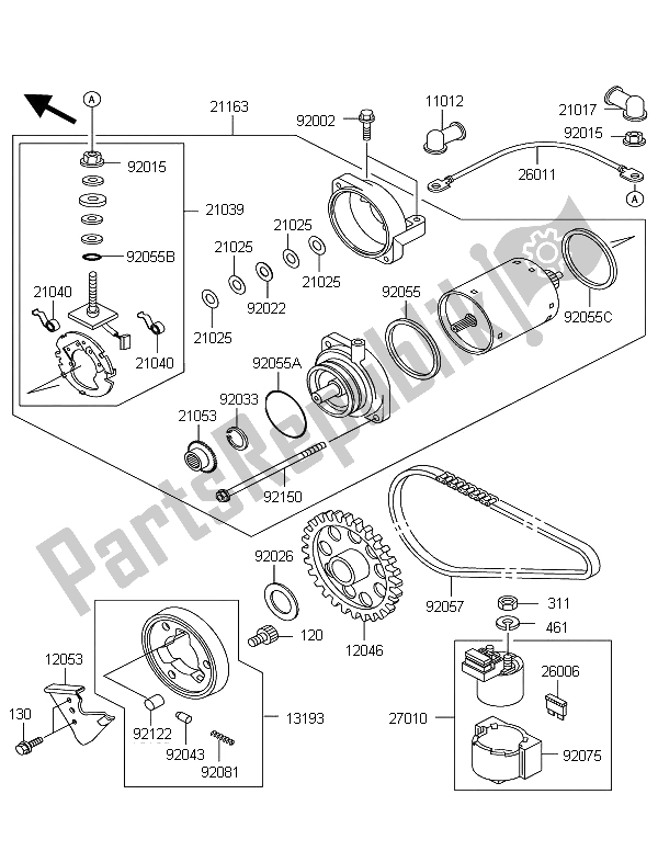 Tutte le parti per il Motorino Di Avviamento del Kawasaki KLE 500 2006