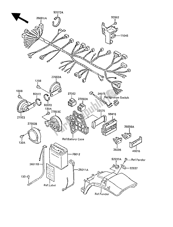 All parts for the Chassis Electrical Equipment of the Kawasaki ZL 1000 1987