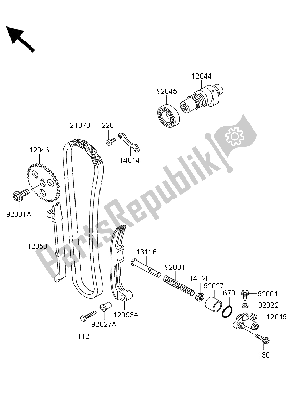 Alle onderdelen voor de Nokkenas En Spanner van de Kawasaki KLF 300 4X4 2004