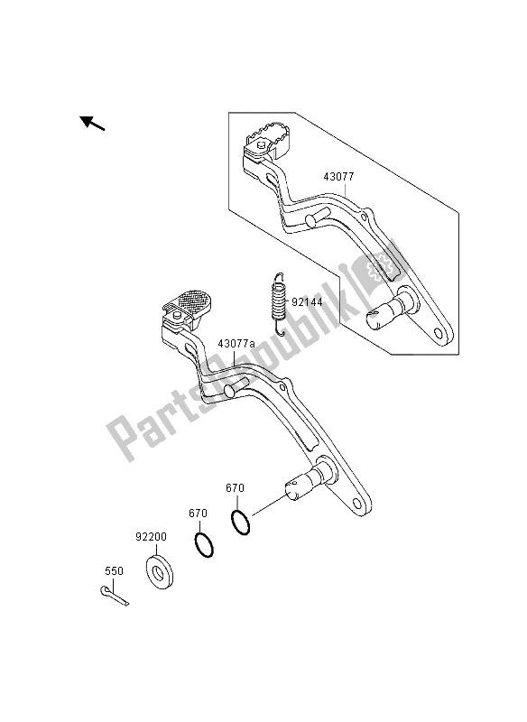 Toutes les pièces pour le Pédale De Frein du Kawasaki KLR 650 1997