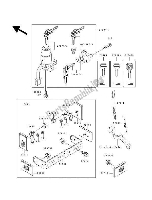 Toutes les pièces pour le Interrupteur D'allumage du Kawasaki Tengai 650 1991