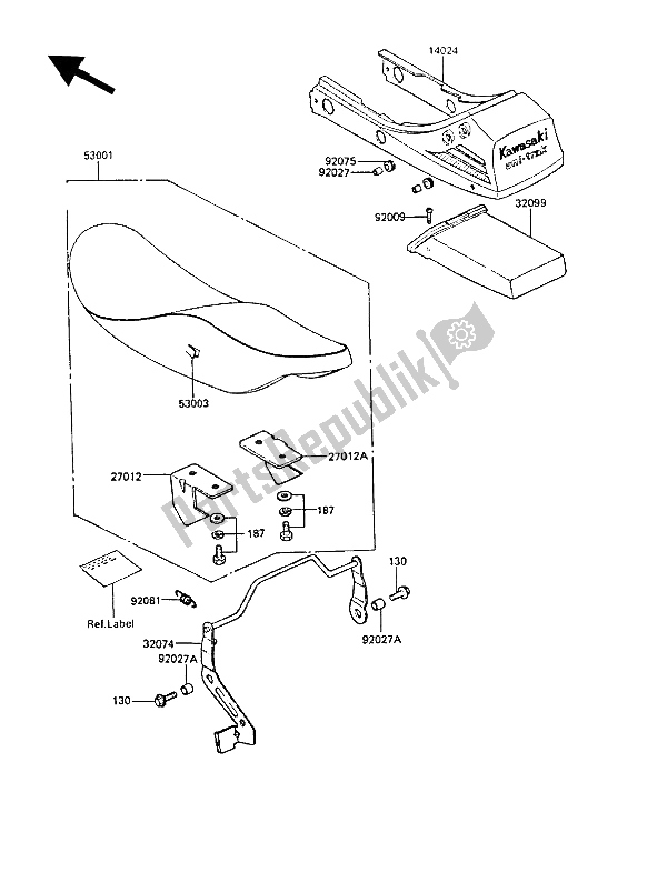 All parts for the Seat of the Kawasaki GPZ 550 1989