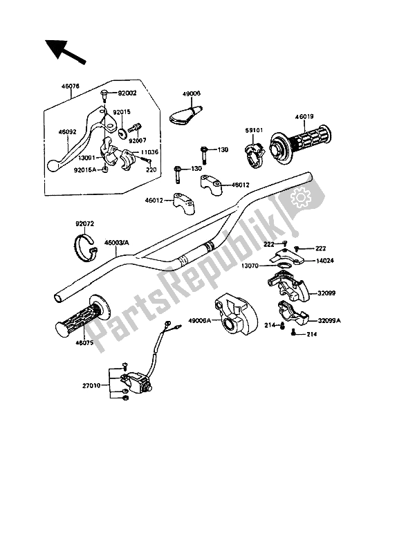 Toutes les pièces pour le Guidon du Kawasaki KX 125 1989