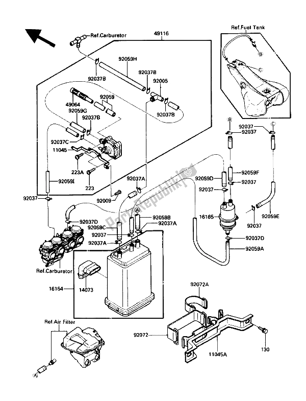 Todas las partes para Frasco de Kawasaki Voyager XII 1200 1989