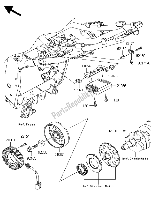 Tutte le parti per il Generatore del Kawasaki Z 1000 2009