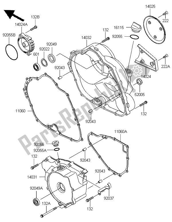 Alle onderdelen voor de Motorkappen van de Kawasaki KLF 300 2006