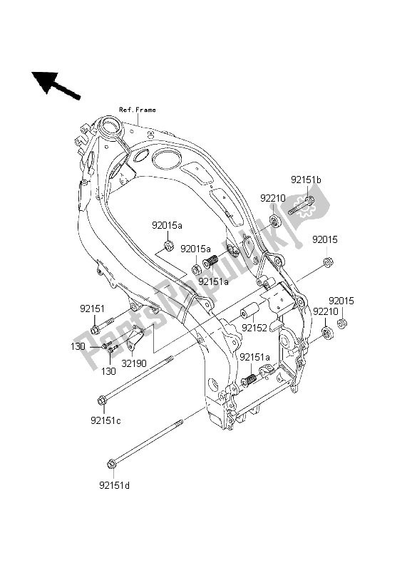 Alle onderdelen voor de Frame Hulpstukken van de Kawasaki Ninja ZX 6R 600 2001