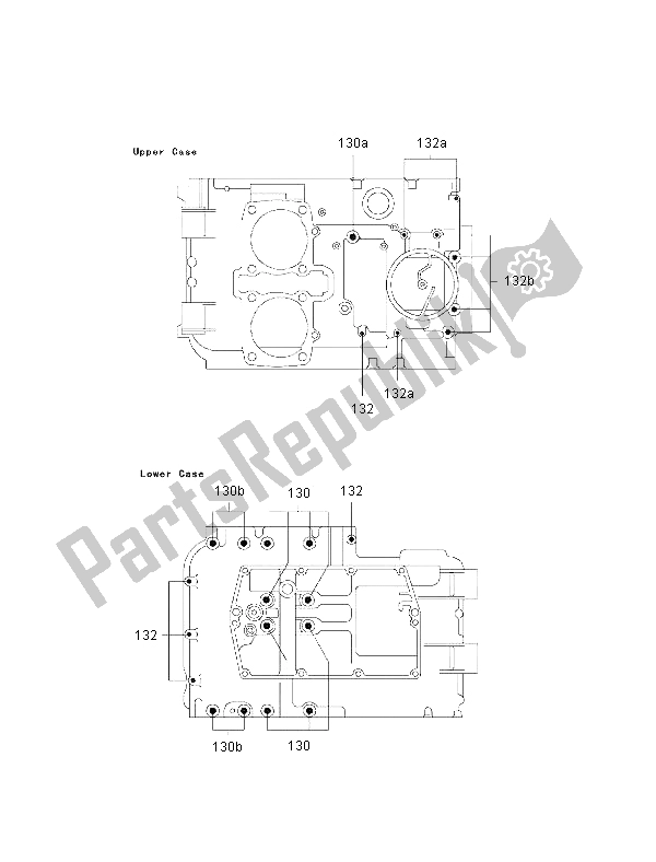 All parts for the Crankcase Bolt Pattern of the Kawasaki EN 500 2002