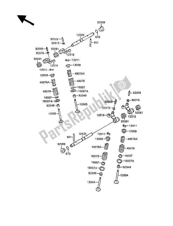 All parts for the Valve(s) of the Kawasaki GPZ 600R 1988