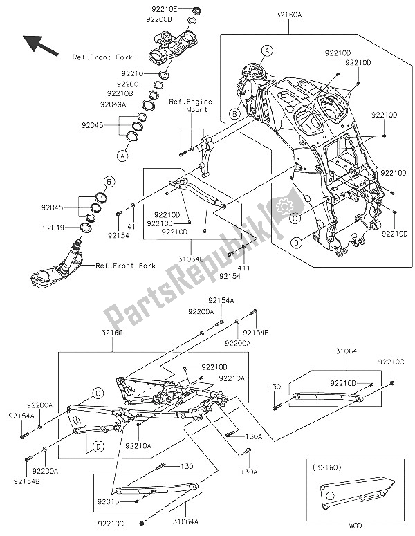 All parts for the Frame of the Kawasaki ZZR 1400 ABS 2016