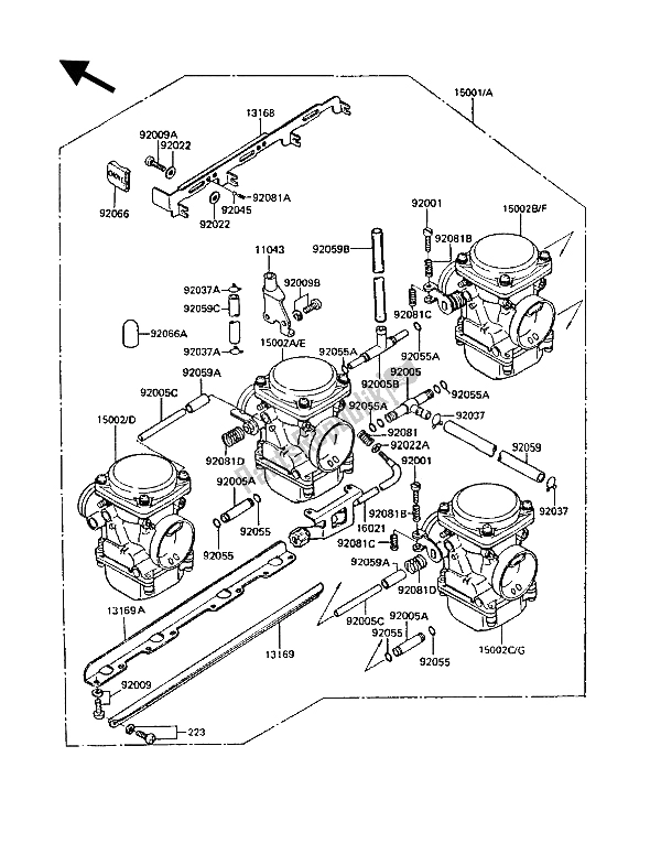 All parts for the Carburetor of the Kawasaki GT 550 1987