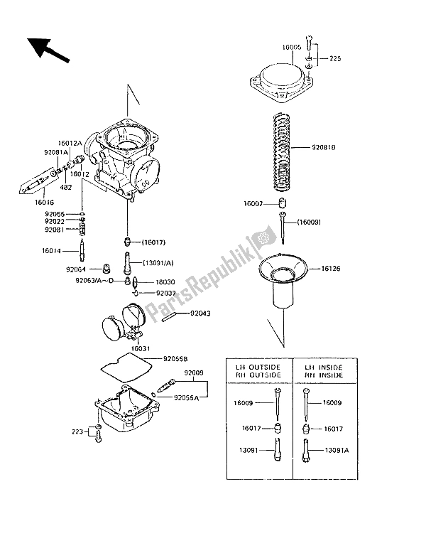 All parts for the Carburetor Parts of the Kawasaki GPZ 550 1989