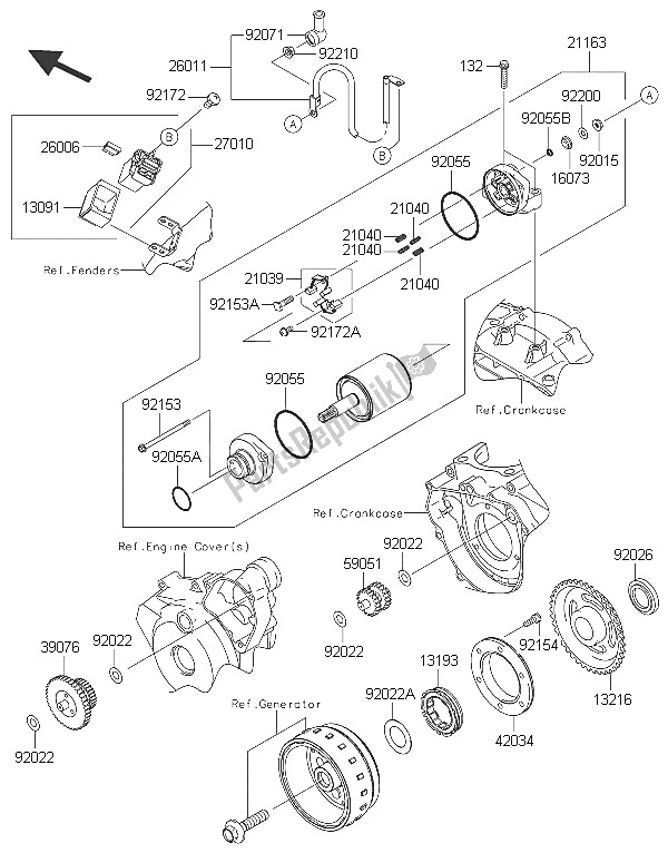 Alle onderdelen voor de Startmotor van de Kawasaki KLX 250 2016