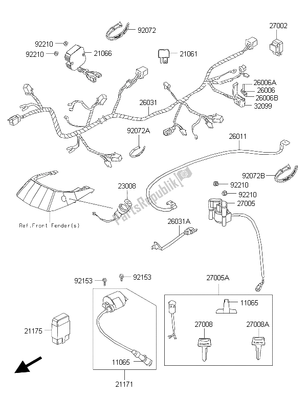 All parts for the Chassis Electrical Equipment of the Kawasaki Brute Force 300 2015