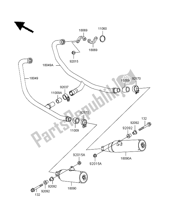 Alle onderdelen voor de Geluiddempers van de Kawasaki GPZ 500S 1997