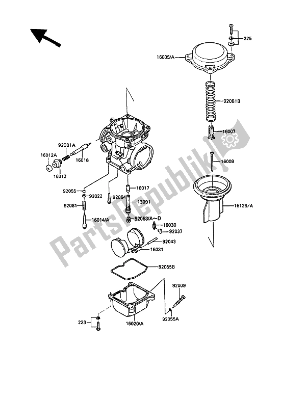 Tutte le parti per il Parti Del Carburatore del Kawasaki 1000 GTR 1990