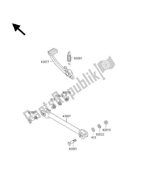 All parts for the Brake Pedal of the Kawasaki 1000 GTR 1999