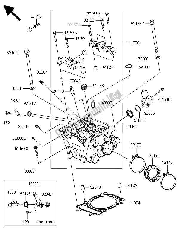 Wszystkie części do G? Owica Cylindra Kawasaki KX 450F 2008