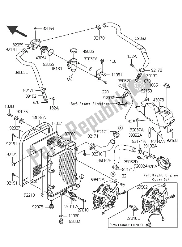 All parts for the Radiator of the Kawasaki VN 1600 Mean Streak 2005