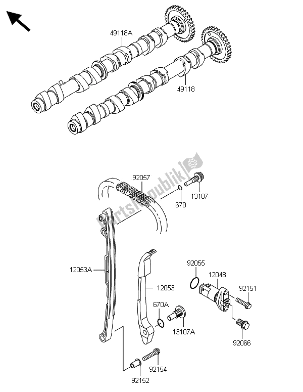 All parts for the Camshaft(s) & Tensioner of the Kawasaki Z 800 CDS 2013