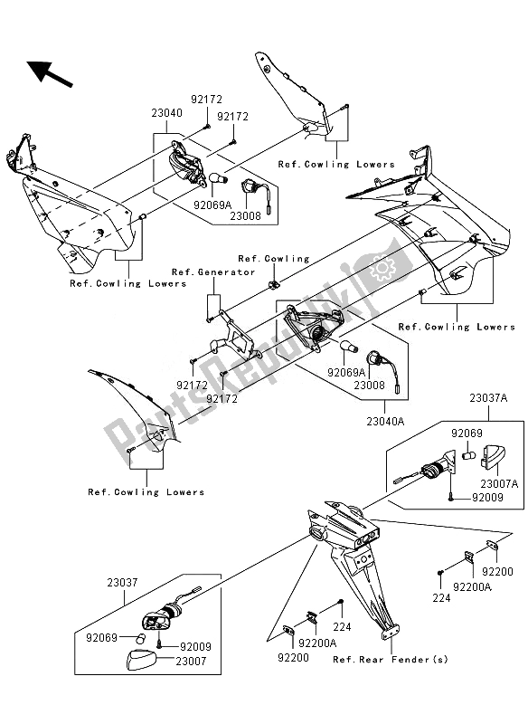 Tutte le parti per il Indicatori Di Direzione del Kawasaki Ninja ZX 6R 600 2011