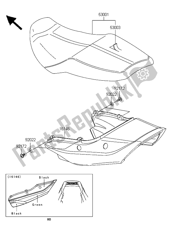 Wszystkie części do Siedzenie Kawasaki ZRX 1200R 2006