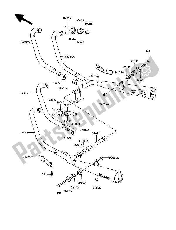 Toutes les pièces pour le Silencieux (s) du Kawasaki GT 550 1989