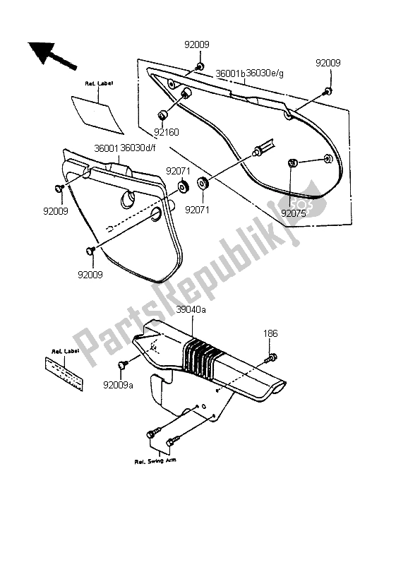 Todas las partes para Cubiertas Laterales Y Cubierta De Cadena de Kawasaki KMX 125 LW 1995