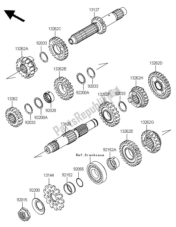 Tutte le parti per il Trasmissione del Kawasaki KX 450F 2010