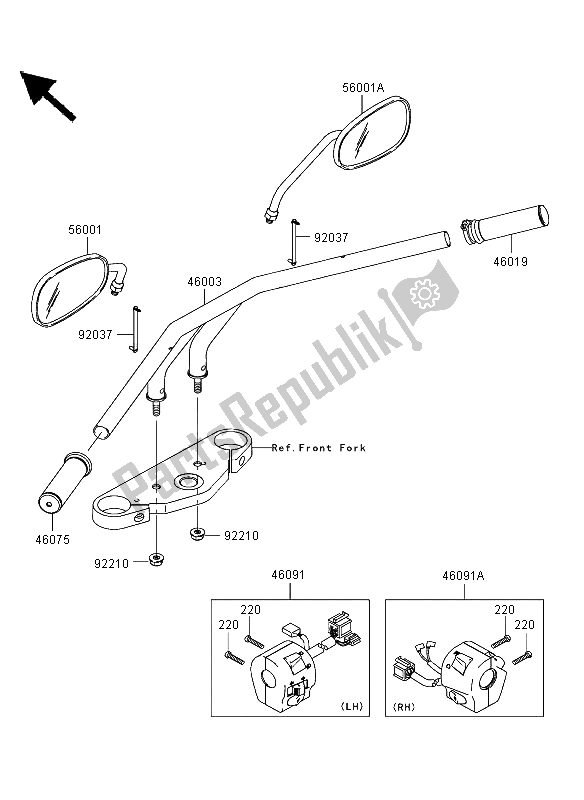 Todas las partes para Manillar de Kawasaki VN 1600 Mean Streak 2004