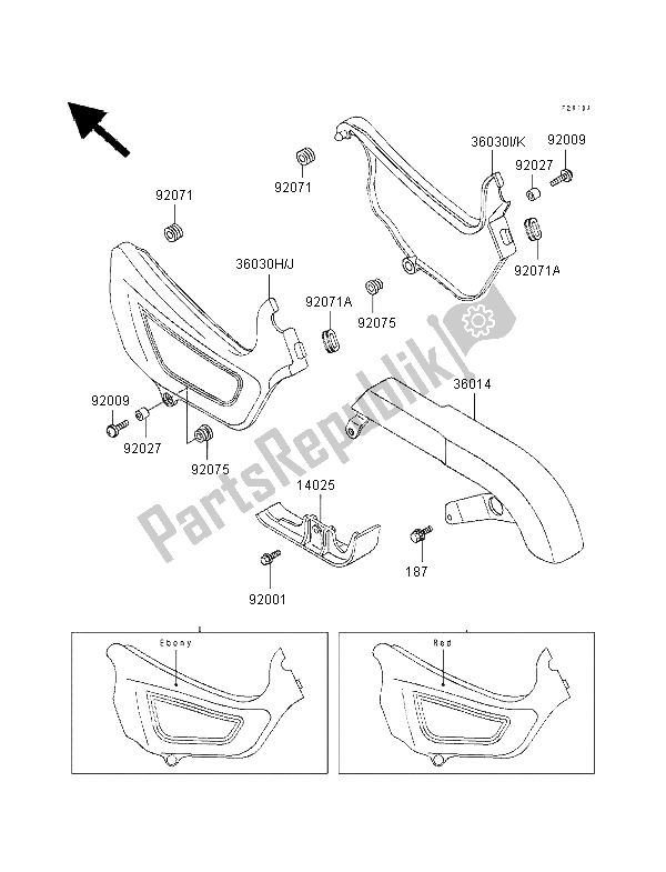 Toutes les pièces pour le Couvercles Latéraux Et Couvre Chaîne du Kawasaki EN 500 1995