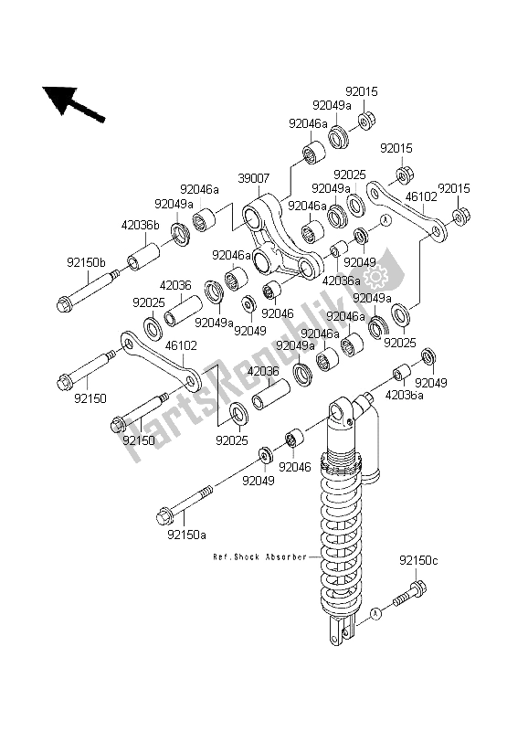 Todas as partes de Suspensão do Kawasaki KX 250 1995