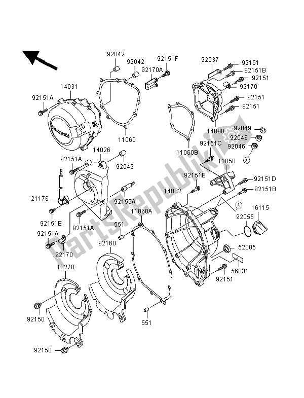 Todas las partes para Cubierta Del Motor de Kawasaki Ninja ZX 6R 600 1998