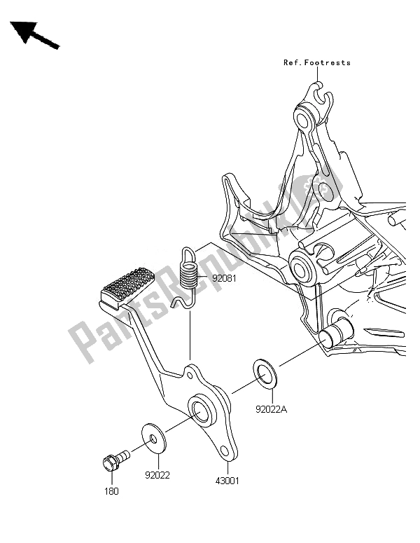 Alle onderdelen voor de Rempedaal van de Kawasaki Versys 650 2010