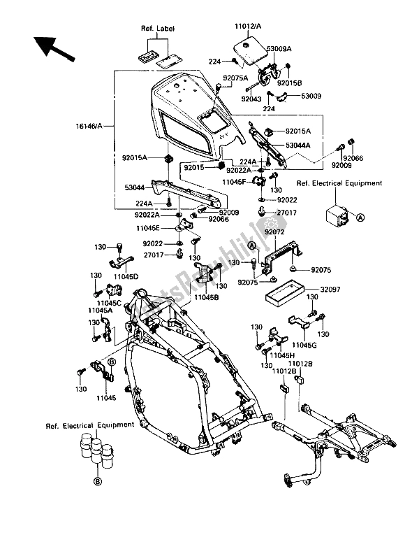 All parts for the Battery Case of the Kawasaki ZG 1200 B1 1990