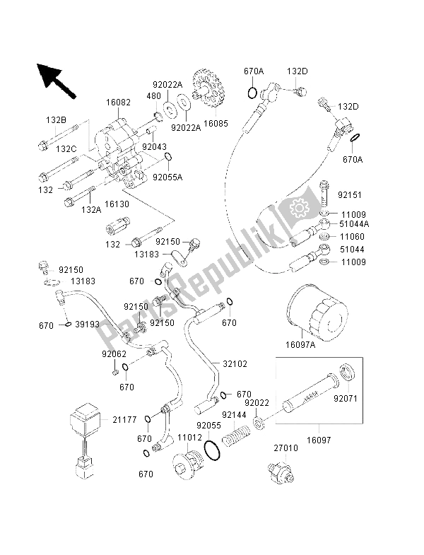 All parts for the Oil Pump of the Kawasaki VN 1500 Classic FI 2001