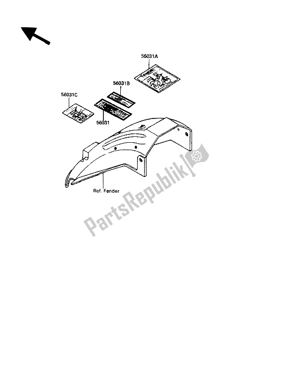 Alle onderdelen voor de Etiket van de Kawasaki GPZ 900R 1993