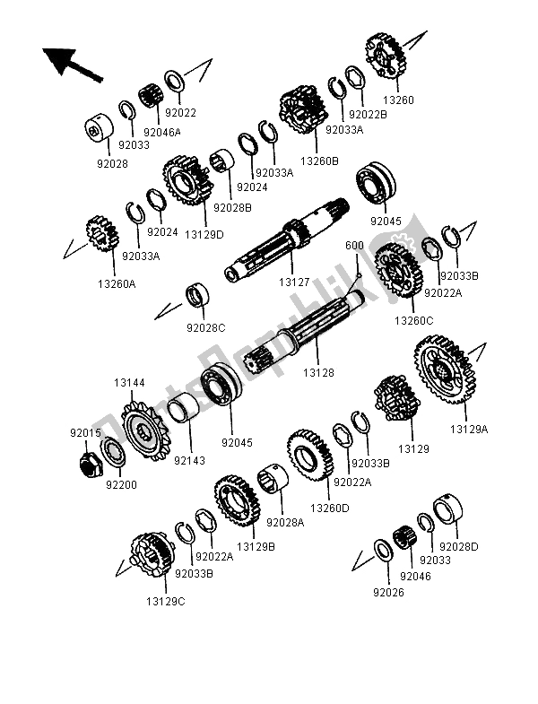 Todas las partes para Transmisión de Kawasaki GPX 600R 1997