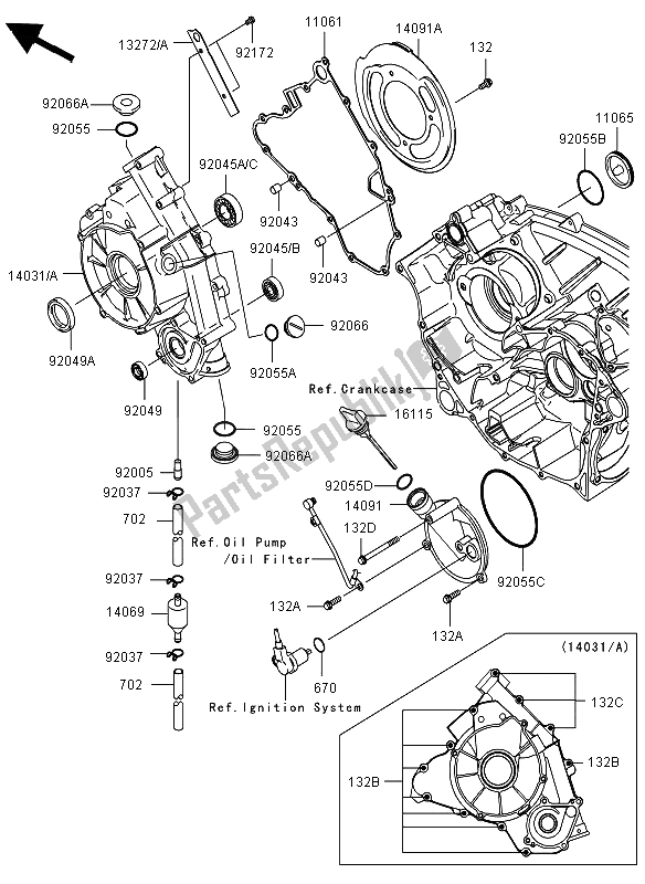 All parts for the Engine Covers of the Kawasaki KVF 650 4X4 2012