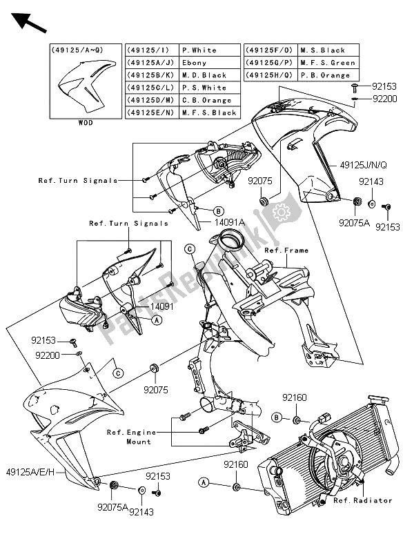 Wszystkie części do Os? Ona Kawasaki ER 6N 650 2010