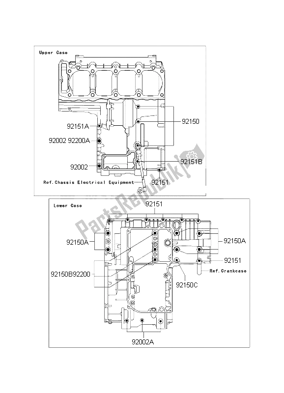 Tutte le parti per il Modello Del Bullone Del Basamento del Kawasaki ZXR 1200S 2004