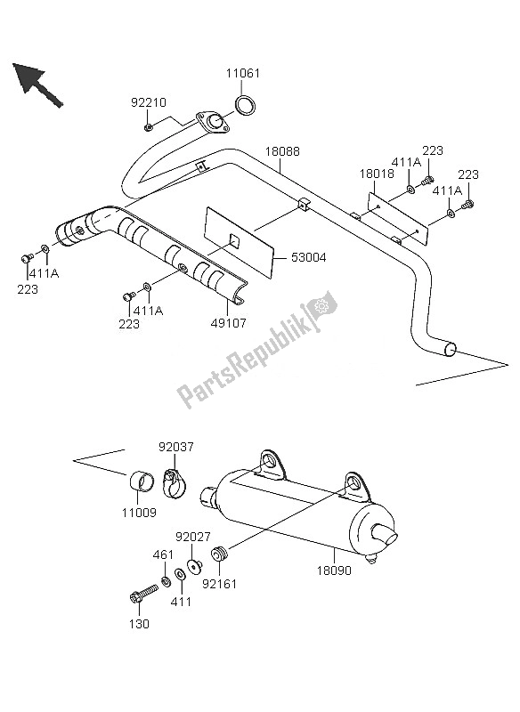 All parts for the Muffler of the Kawasaki KVF 360 2005