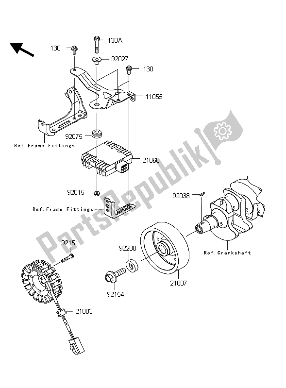 All parts for the Generator of the Kawasaki Z 1000 2012