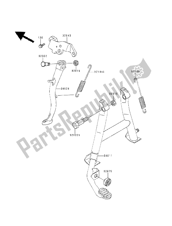 Tutte le parti per il Stand (s) del Kawasaki GPZ 500S 1994