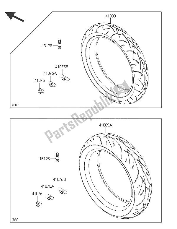 Alle onderdelen voor de Banden van de Kawasaki ER 6F ABS 650 2016