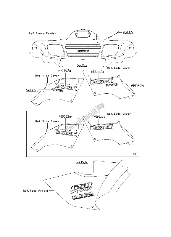 All parts for the Decals of the Kawasaki KVF 650 Prairie 2002