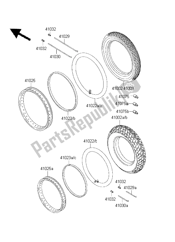 All parts for the Tires of the Kawasaki EL 252 2001