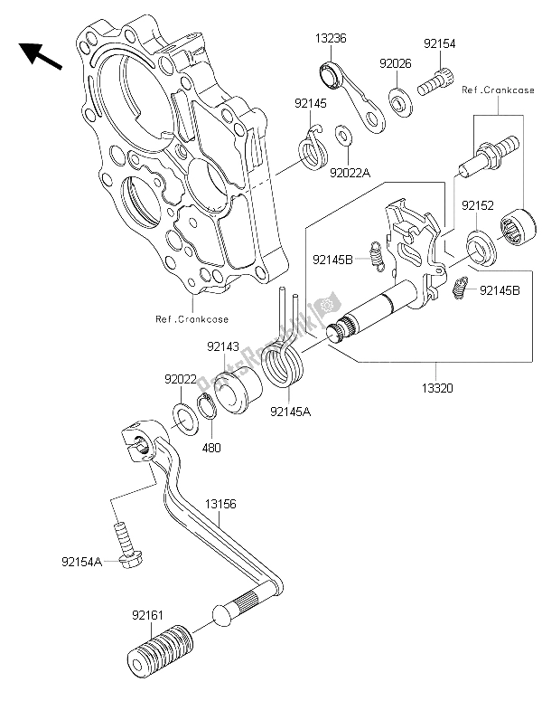 Wszystkie części do Mechanizm Zmiany Biegów Kawasaki ER 6F 650 2015