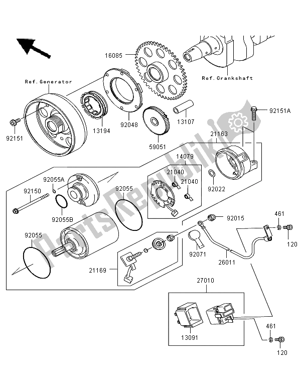 Todas as partes de Motor De Arranque do Kawasaki Z 750 2011